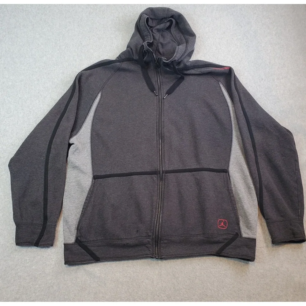 Air Jordan Men's Sweatshirt Sz XXL 2XL Gray Hoodie Jumpman Embroidered Full Zip